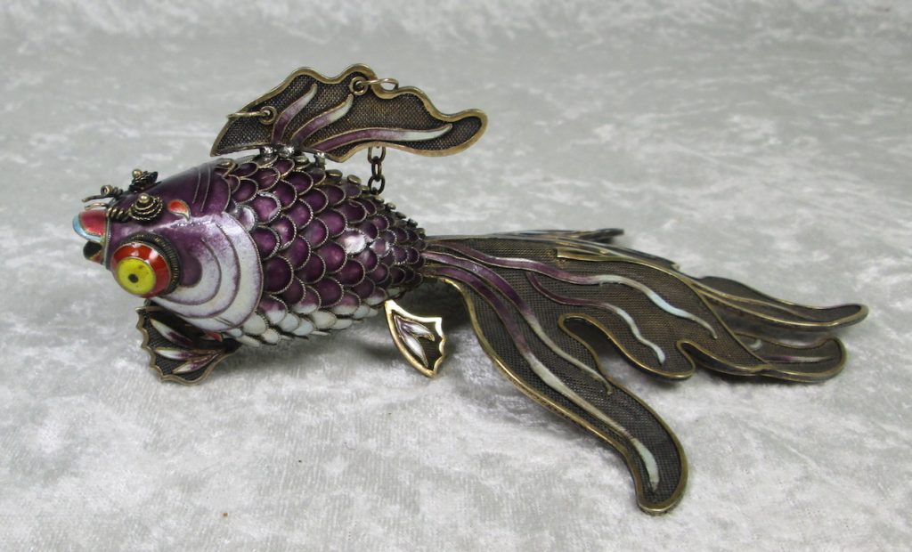 Vintage Chinese Silver Enamel Articulated Koi Fish