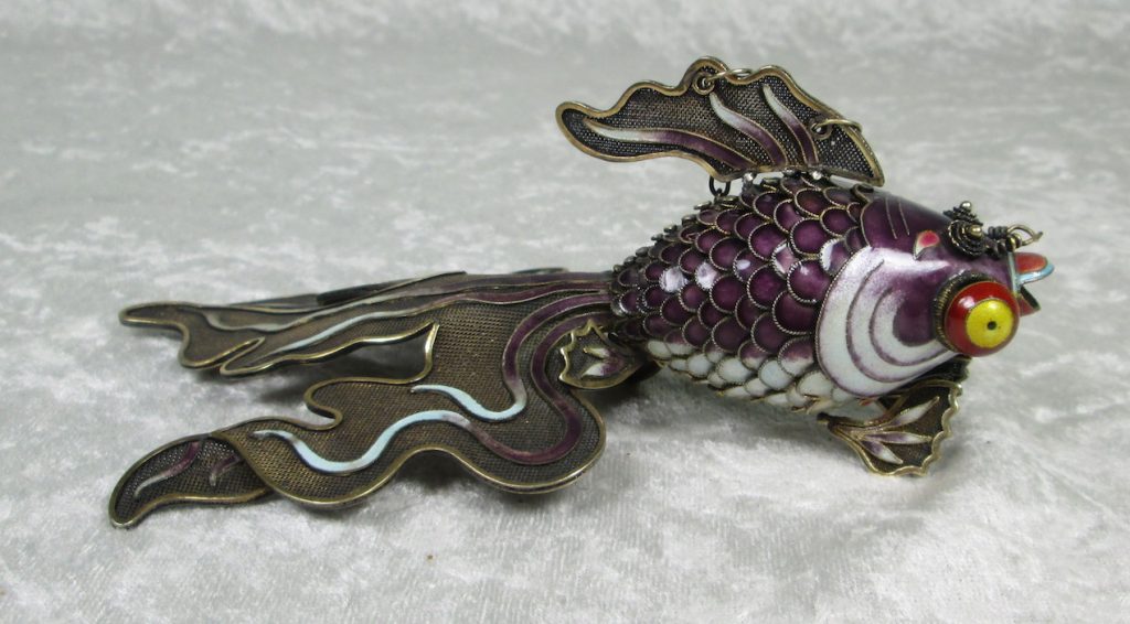 Vintage Chinese Silver Enamel Articulated Koi Fish