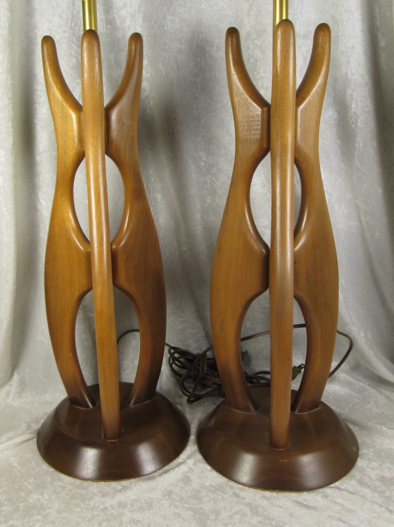 Sculptural Mid Century Danish Modern Wood Table Lamps