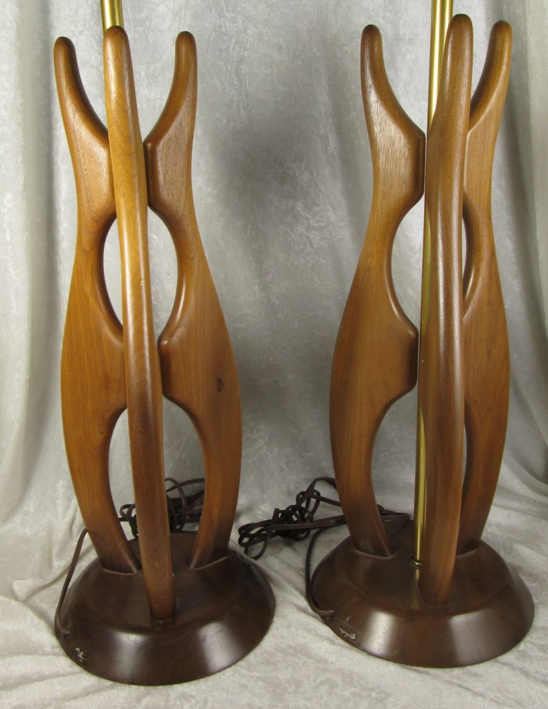 Sculptural Mid Century Danish Modern Wood Table Lamps