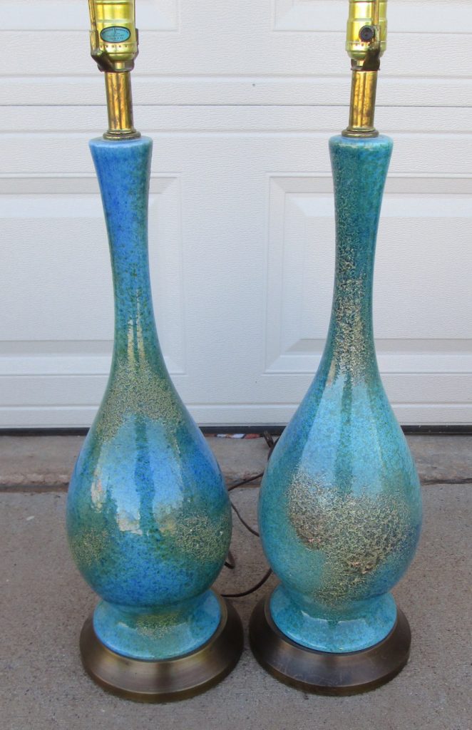 Helmut Bruchman Turquoise Glaze Ceramic Lamps