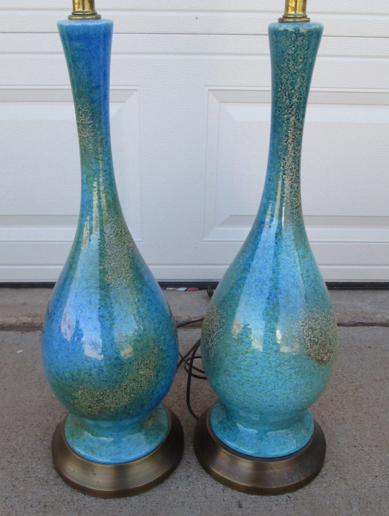 Helmut Bruchman Turquoise Glaze Ceramic Lamps
