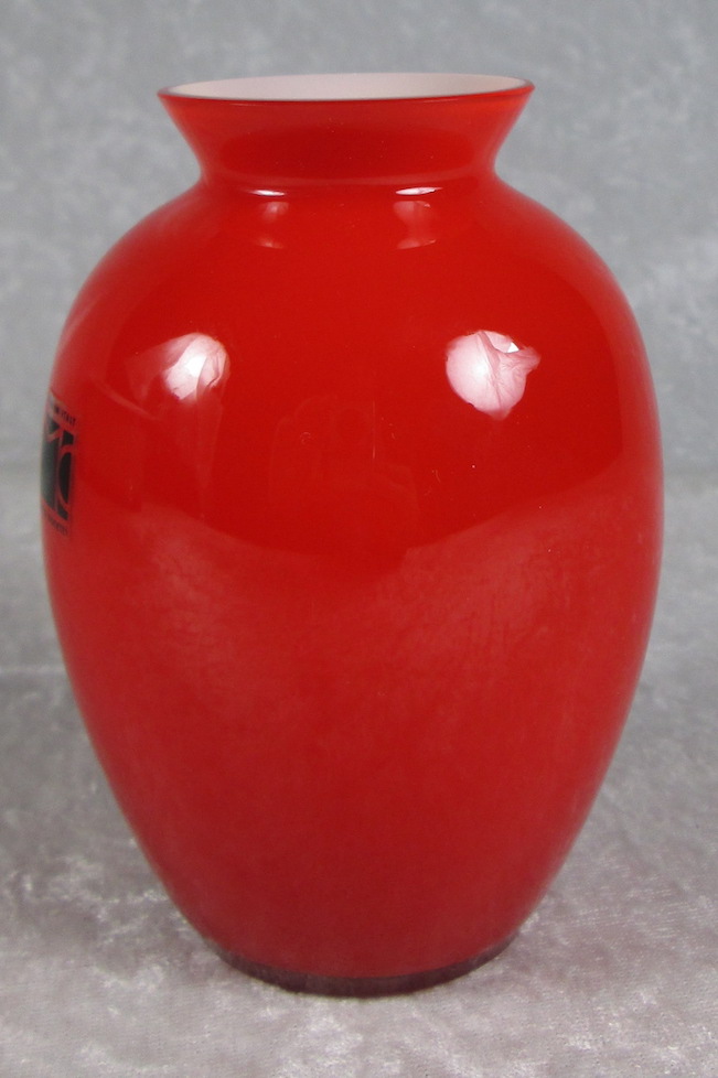 Carlo Moretti Red White Glass Cased Vase