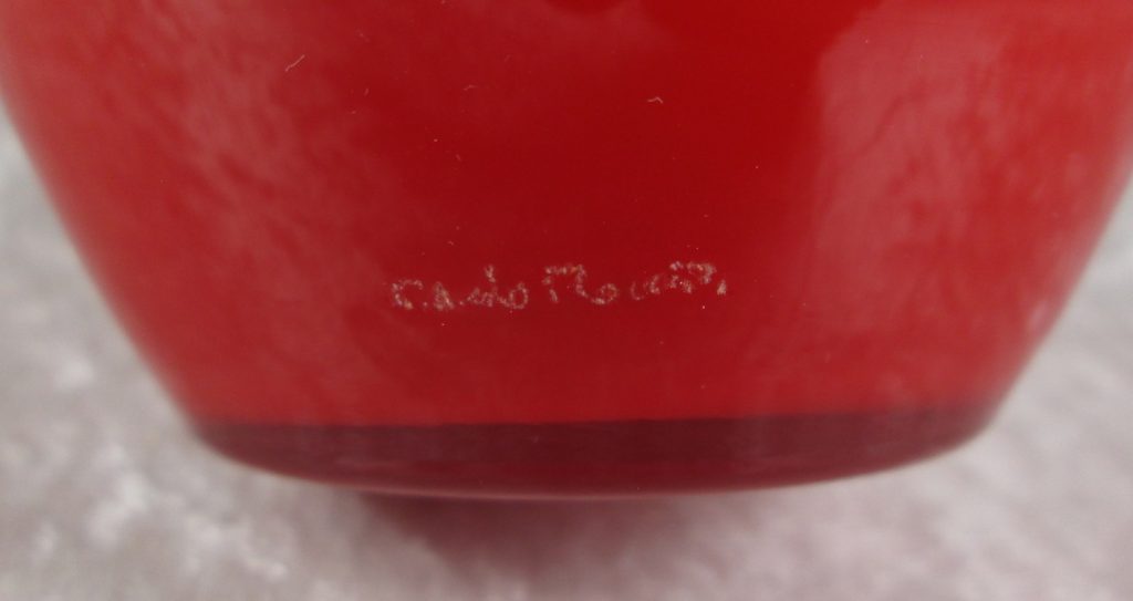 Carlo Moretti Red White Glass Cased Vase