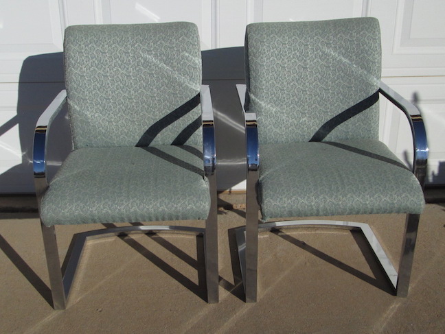 Chrome Cantilever Upholstered Chairs Milo Baughman Styl