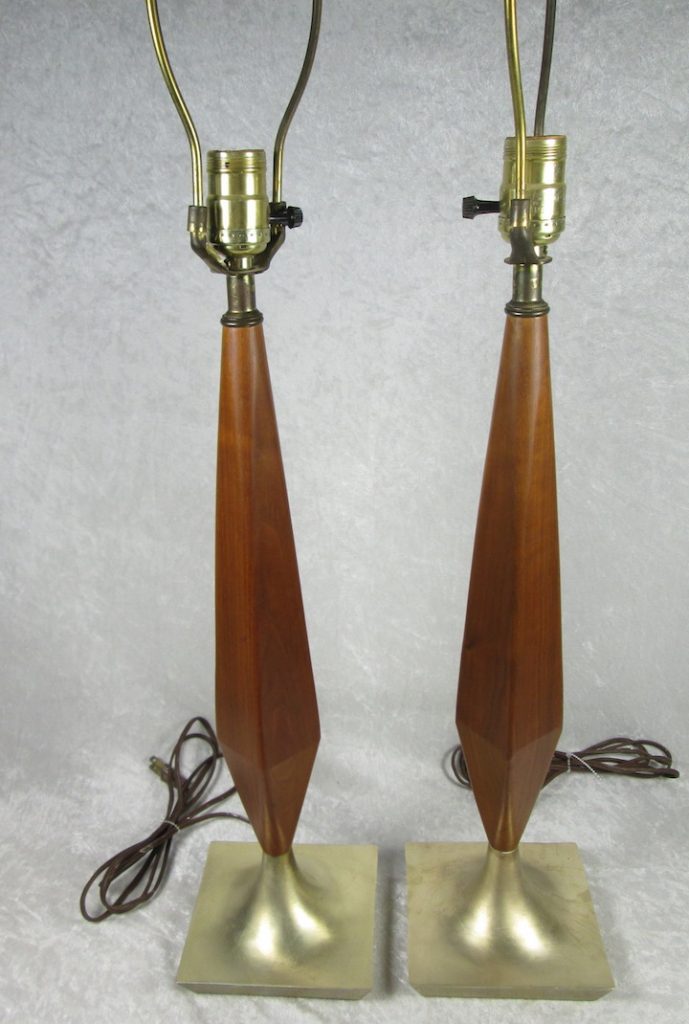 Laurel Wood and Brass Table Lamps