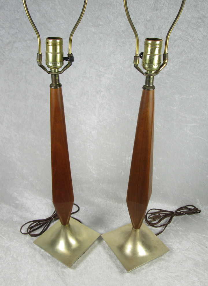 Laurel Wood and Brass Table Lamps