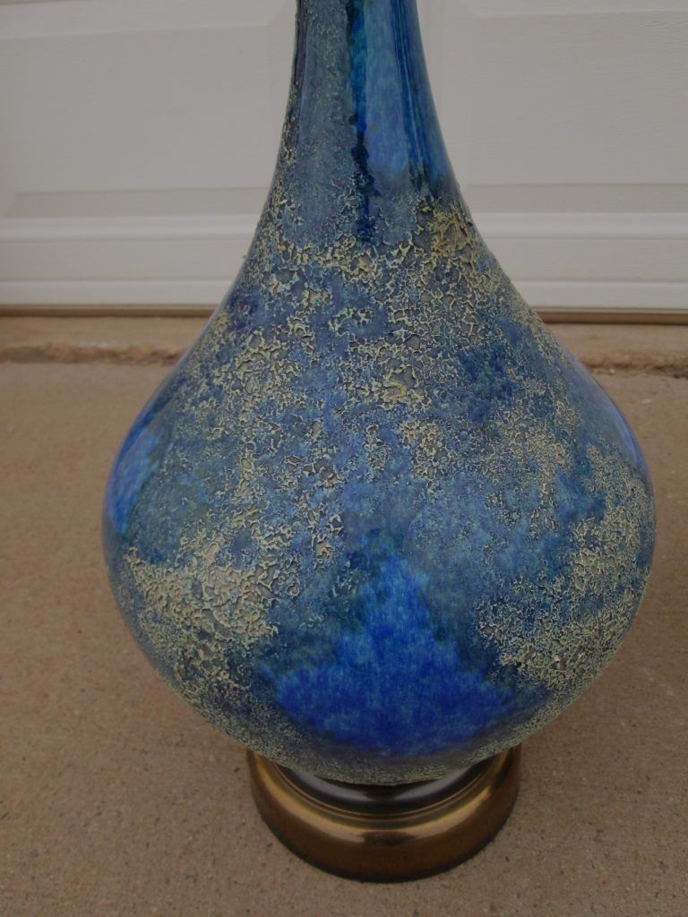 Pair Genie Bottle Blue Glaze Ceramic Lamps