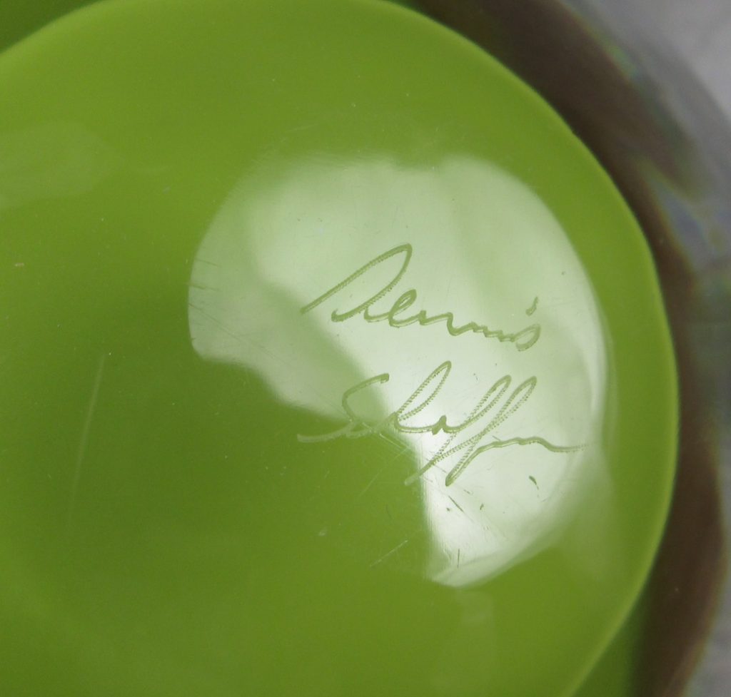 Dennis Scheffer Princ Czech Green Art Glass Vase