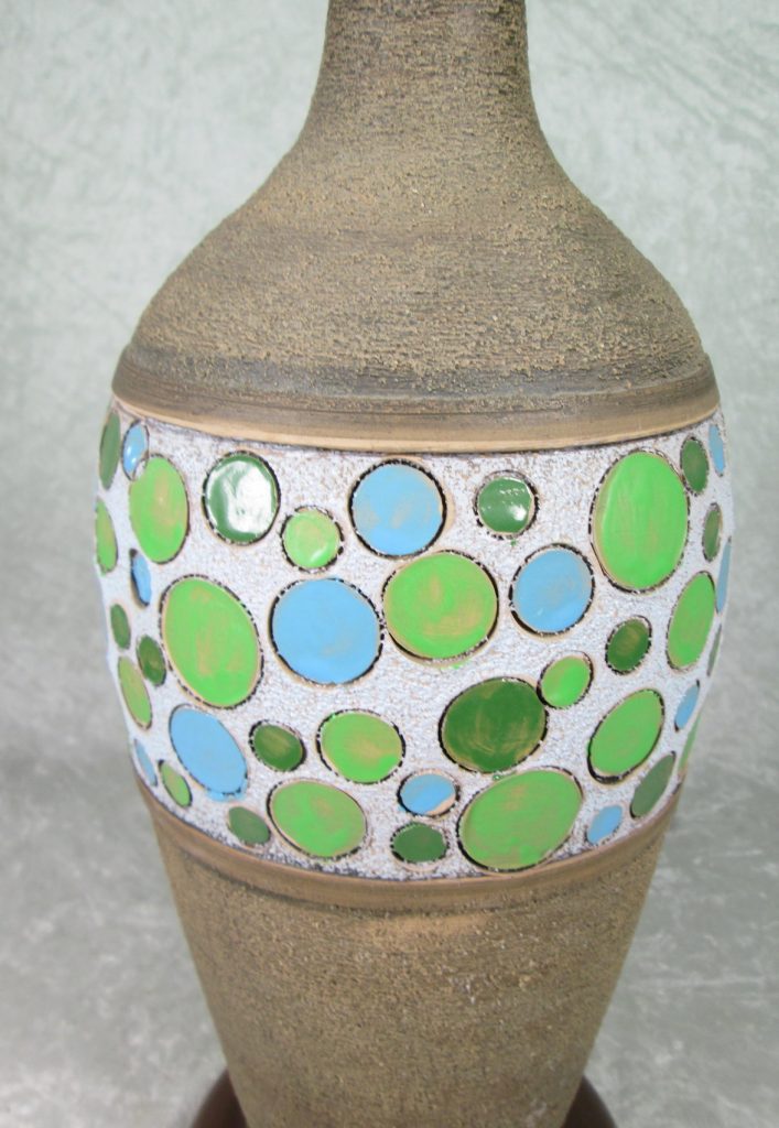 Mid Century Modern Pottery Lamp Dots