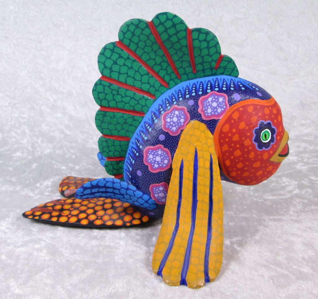 Zeny Fuentes and Reyna Painted Carved Wood Fish Figurine