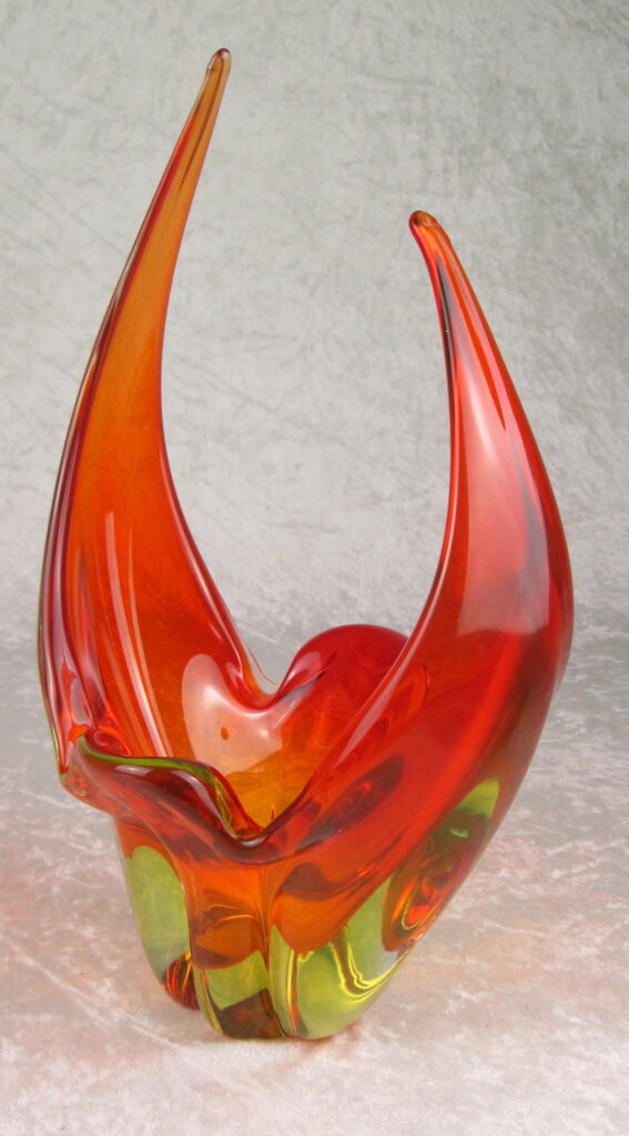 Murano Uranium Glass Basket Vase