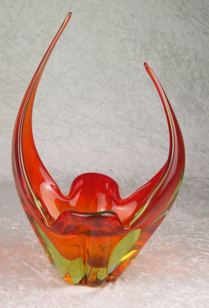 Murano Uranium Glass Basket Vase