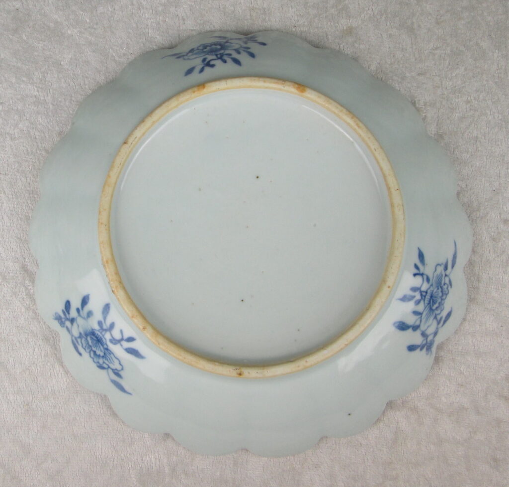 Antique Canton Blue and White Scalloped Dish