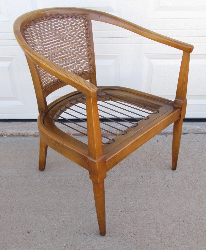 Vintage Mid Century Modern American of Martinsville Barrel Back Cane Arm Chair