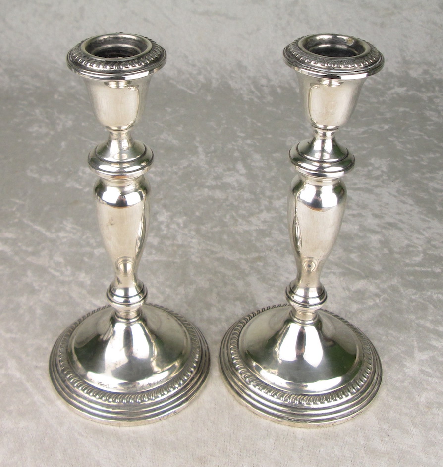 Pair Empire Sterling Candle Sticks 40