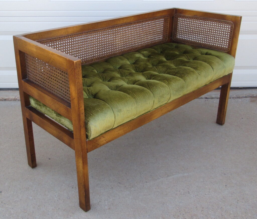 Lewittes Walnut and Cane Setee / Foyer Bench